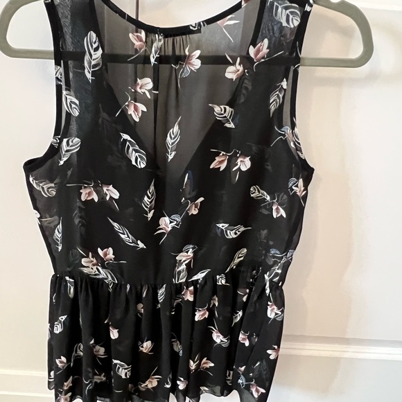 DEX sheer floral loose peplum blouse with ties XS - Picture 2 of 2